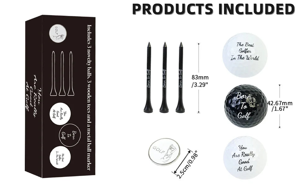 Funny Golf Gifts Set for Men Novelty Golf Gift Included 3 Golf Balls + 3 Golf Tees + 1 Ball Marker Perfect Golfer Gift