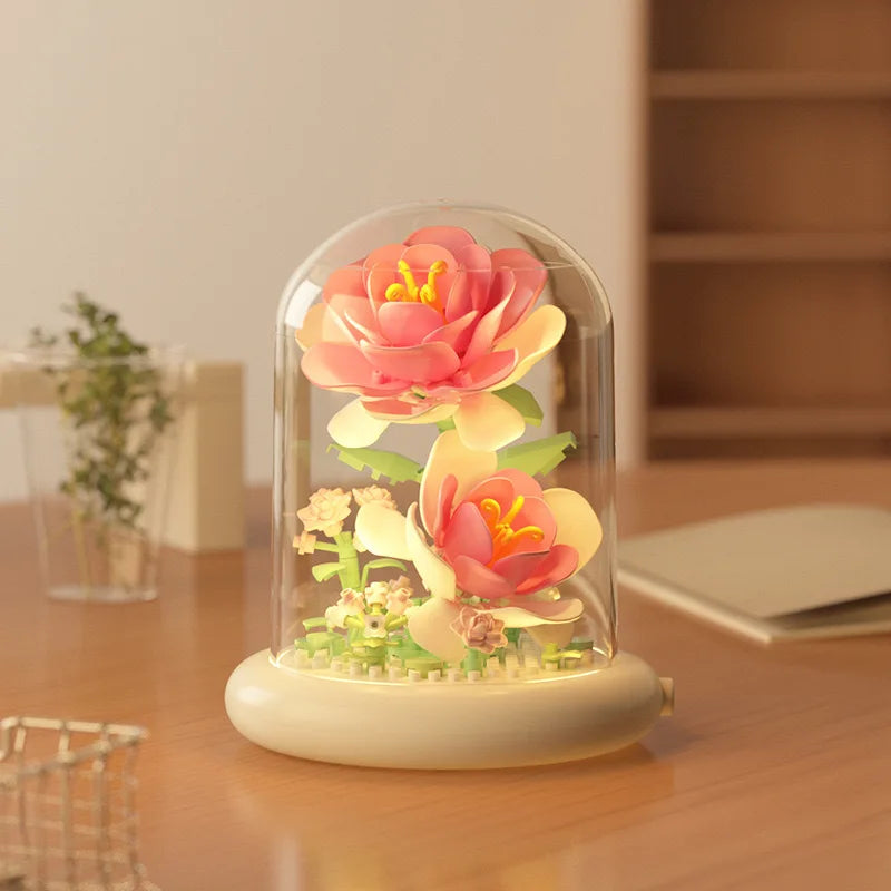 Popular Valentine's Day Gift Handmade Assembly of Building Blocks Flowers Roses Couple Gift Birthday Desktop Decoration Ornament