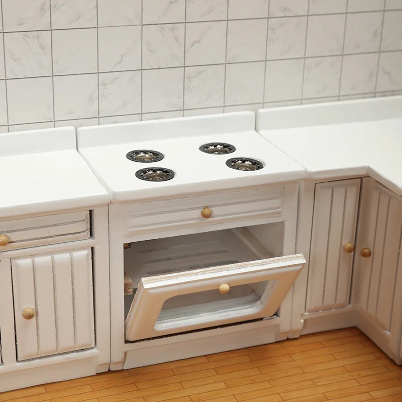 Dollhouse Mini Cooking Table Sink Counter Set Cabinets Combination 1:12 Miniature Kitchen Miniature Models Home Decor Figurines
