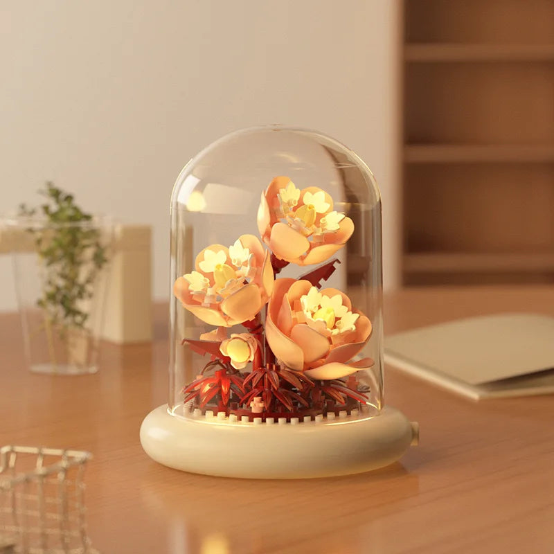 Popular Valentine's Day Gift Handmade Assembly of Building Blocks Flowers Roses Couple Gift Birthday Desktop Decoration Ornament