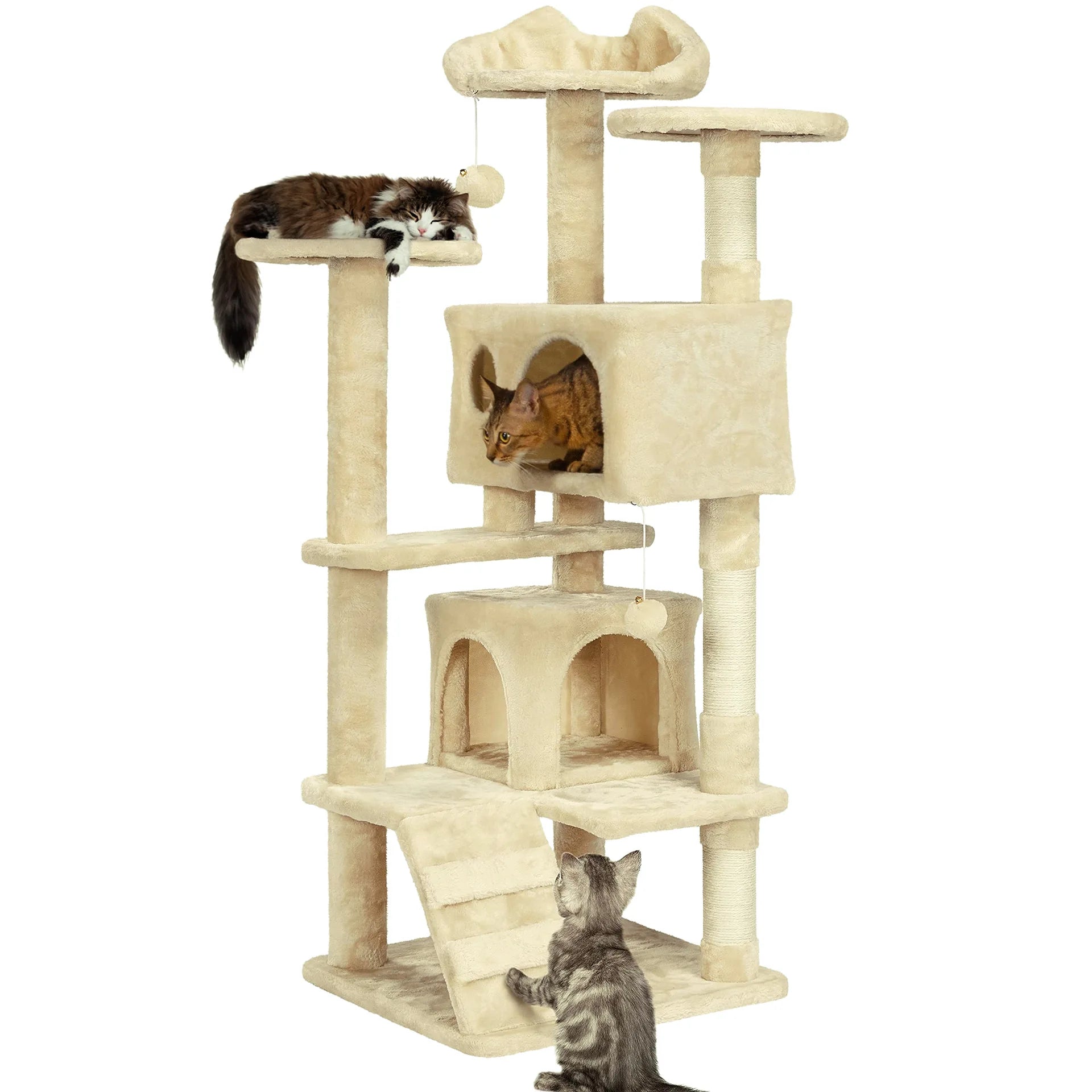 Cat Tree Cat Tower Condominium with Condominium and Hanging Ball and Scratching Post, Large Cat House for Kittens and Cats