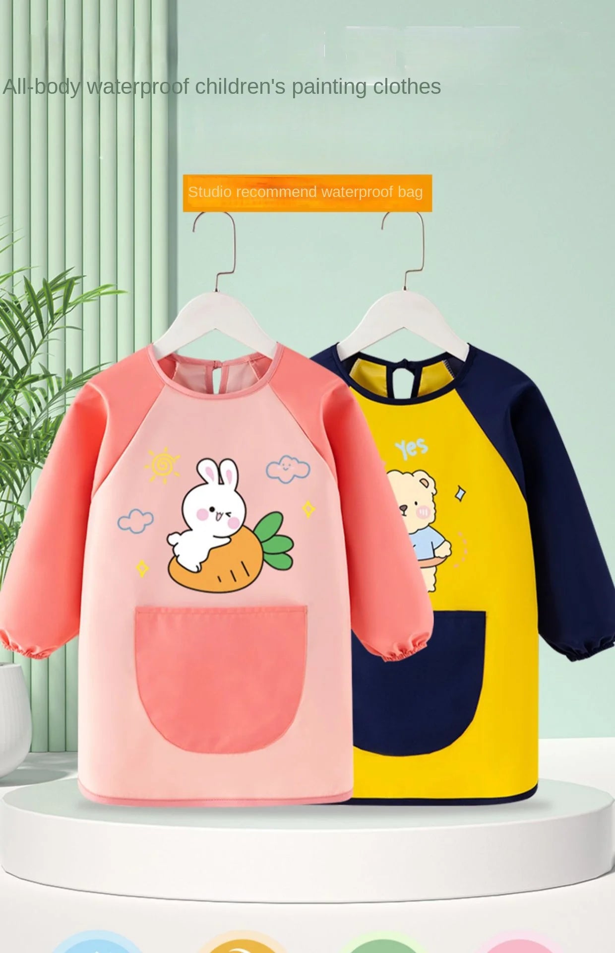 Baby Bib Painting Bib Waterproof Girl Painting Protective Clothing Boy Kitchen Kindergarten Eating Baby Gown