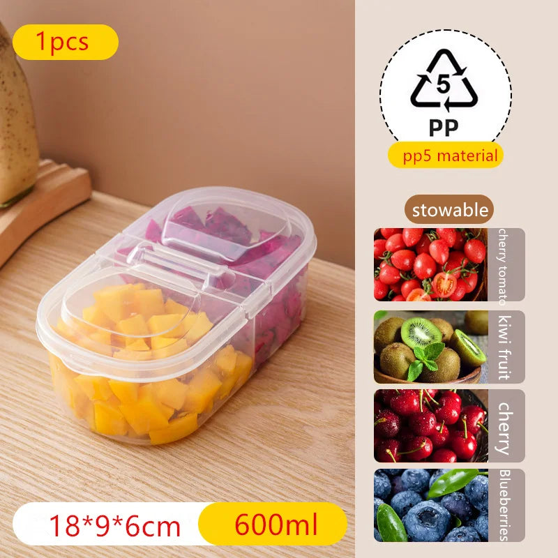 Snack Containers, Divided Bento Snack Box, 2 Compartments Reusable Meal Prep Lunch Fruit Containers Food Storage