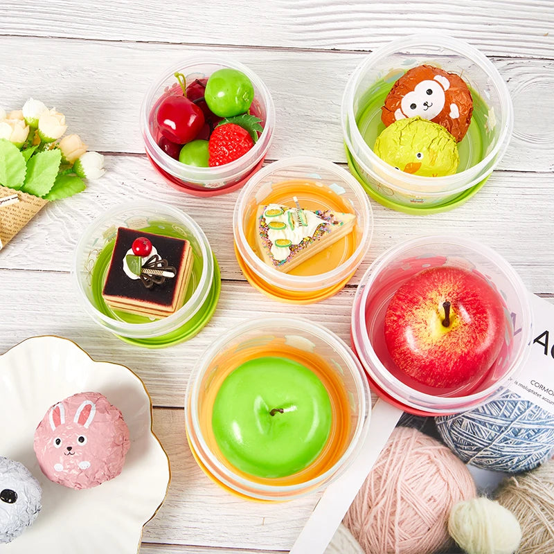 1Pcs 250/500ml Bento Box Children Plastic Cartoon Cute Lunch Box Outdoor Food Storage Container Kids Student Lunch Box Utensils