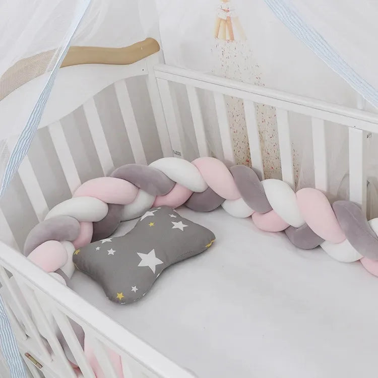 Baby Crib Protector Bed Braid Knot Cushion for Infant Kids 3 Shares Toddler Baby Bed Bumpers In The Crib Newborn 1M/2M/3M/4M