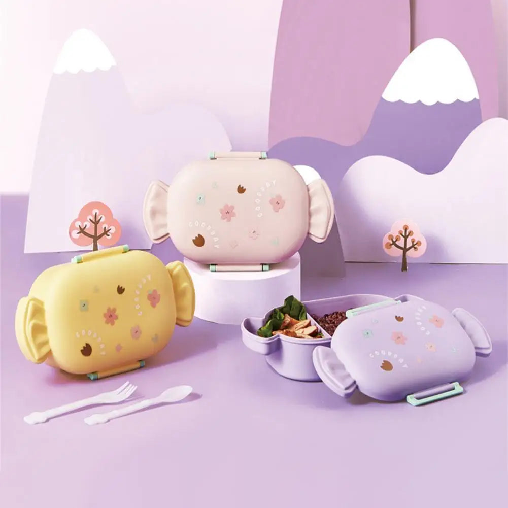 Cartoon Bento Box for Kids School Food Storage Container Microwavable Portable Picnic Basket Round Lunchbox with Handle