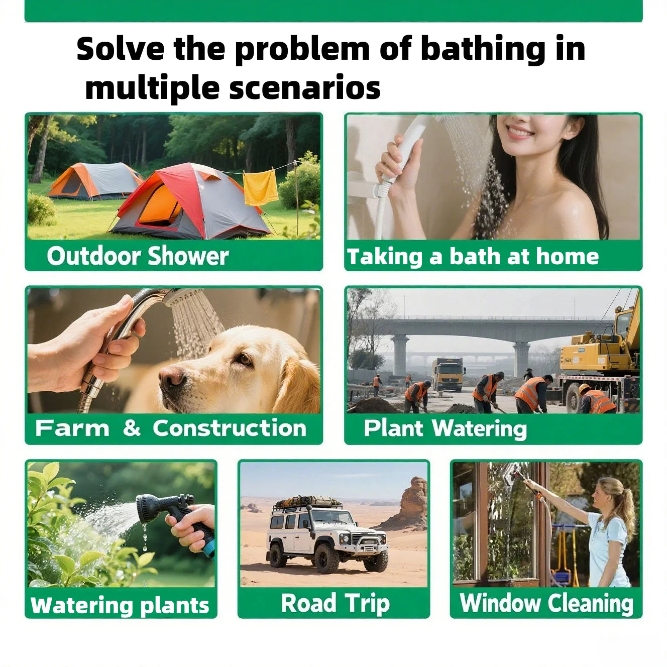 Outdoor shower unit - Portable bathing device, suitable for camping, construction sites and household use. Easy to use.