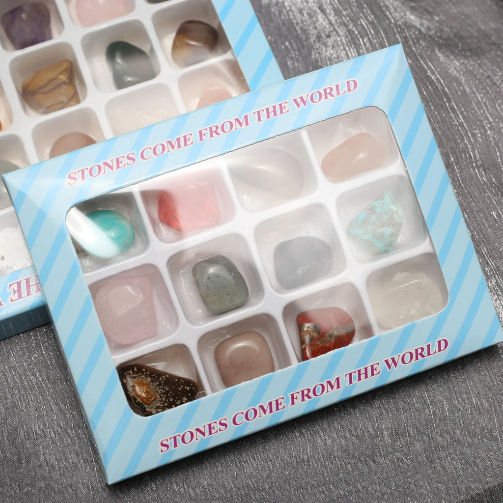 1set Natural Mineral Specimen Gift Box, Gemstones Collectible Sample, Home Student Decoration, Healing Stones, Gift Collection