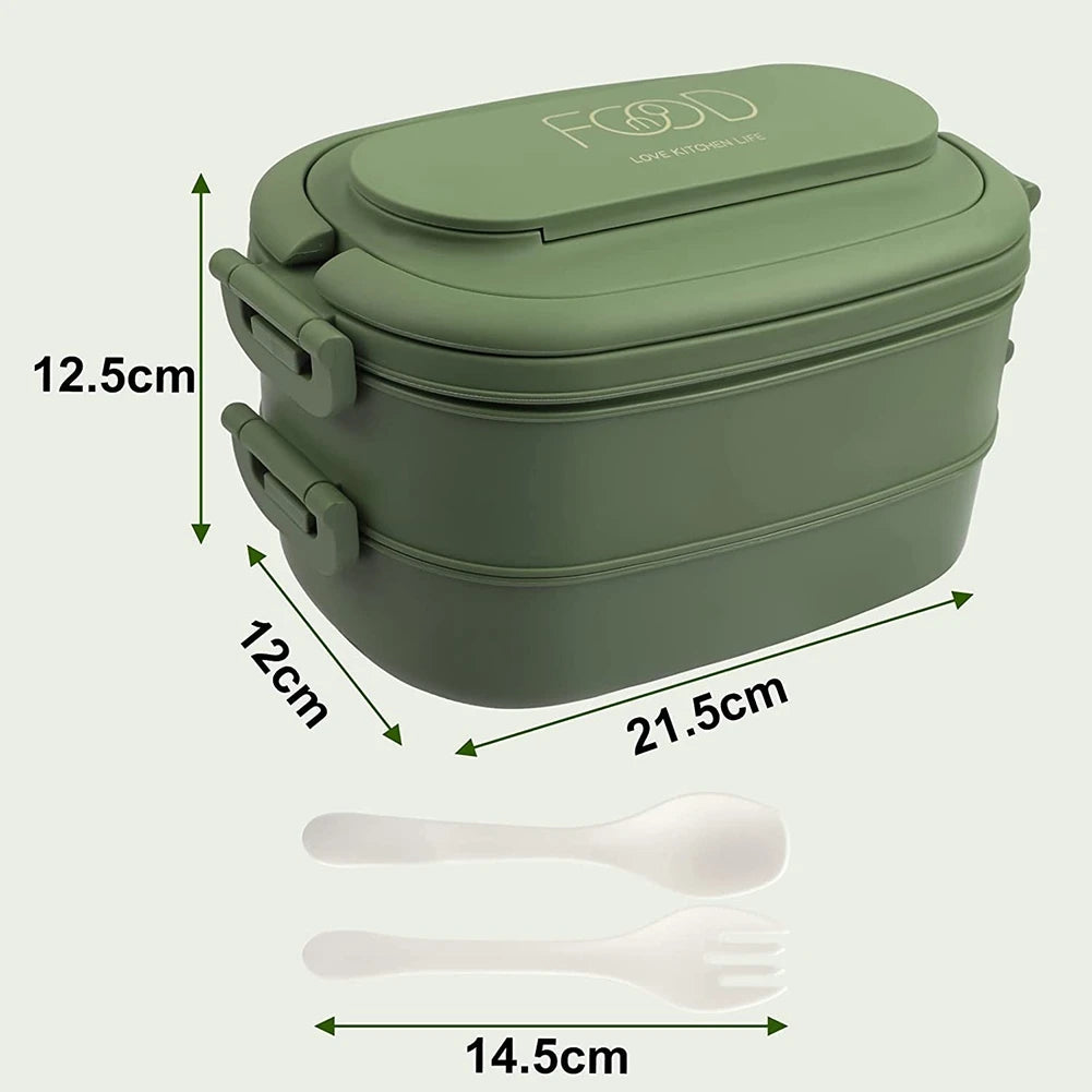 Lunch Box,Leakproof Bento Box for Kids Adults,Cutlery Set Bento Boxes ,for Kid Men Women Adults Working Schools Green