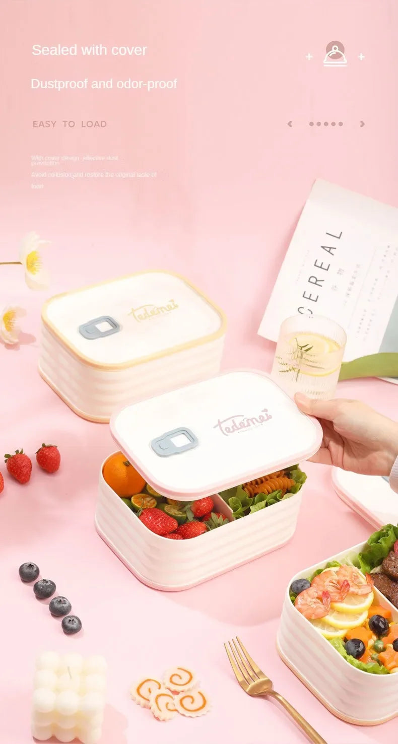 Bento Lunch Box  Sealed Leak Proof Cute Anti Drop Safe for Students Suitable for Microwave Heating Children's Lunch Box