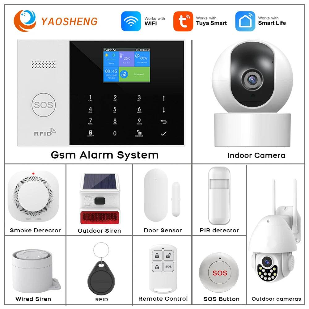 4G Alarm System Security Home WIFI Alarme Residencial Wireless Home Alarm For Tuya Smart Life With Door Sensor Work With Alexa