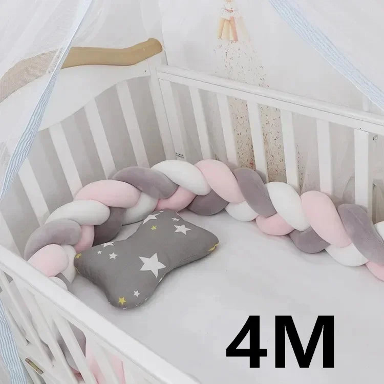 Baby Crib Protector Bed Braid Knot Cushion for Infant Kids 3 Shares Toddler Baby Bed Bumpers In The Crib Newborn 1M/2M/3M/4M