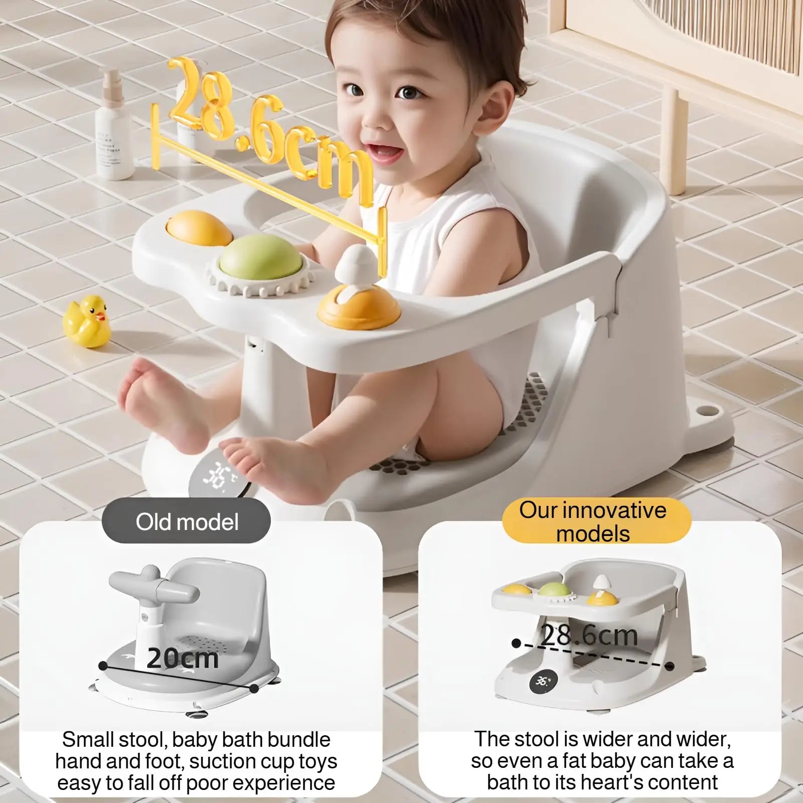 Baby Bath Seat for Babies 6 Months & Up - Bathtub Seats for Babies Sitting Up with Rinse Cup, Non-Slip, Comfortable, Infant Bath