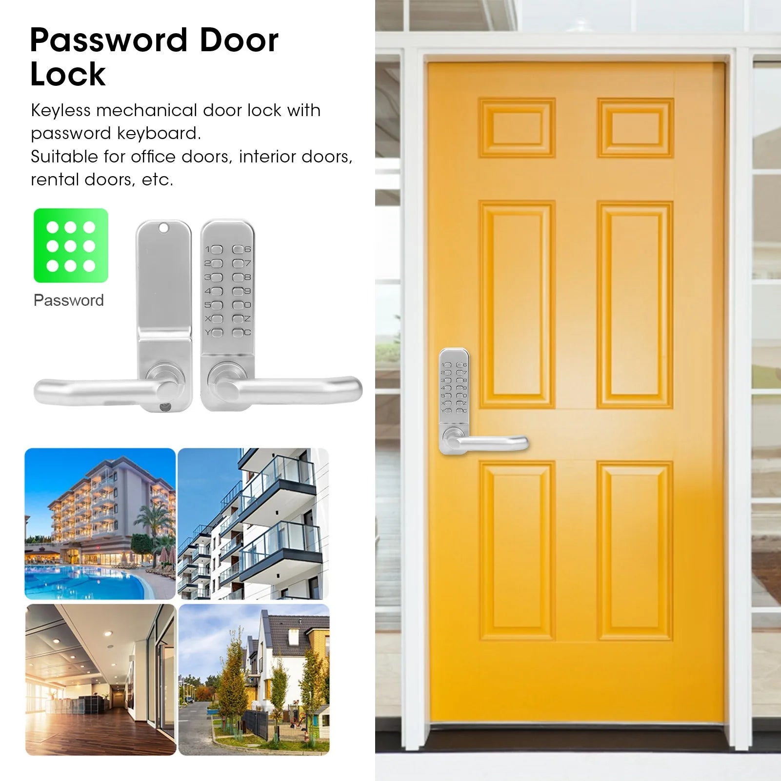 Home Security Device Keyless Entry Smart Mechanical Door Lock Digital Password Entry Non‑Power Anti‑Theft Safety Home Access