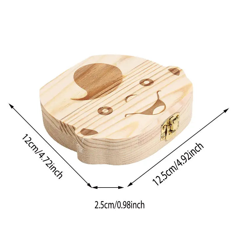 Baby Milk Tooth Box Wooden Teeth Collect Storage Case for Boys Girls Umbilical Save Souvenirs Gifts Keepsakes