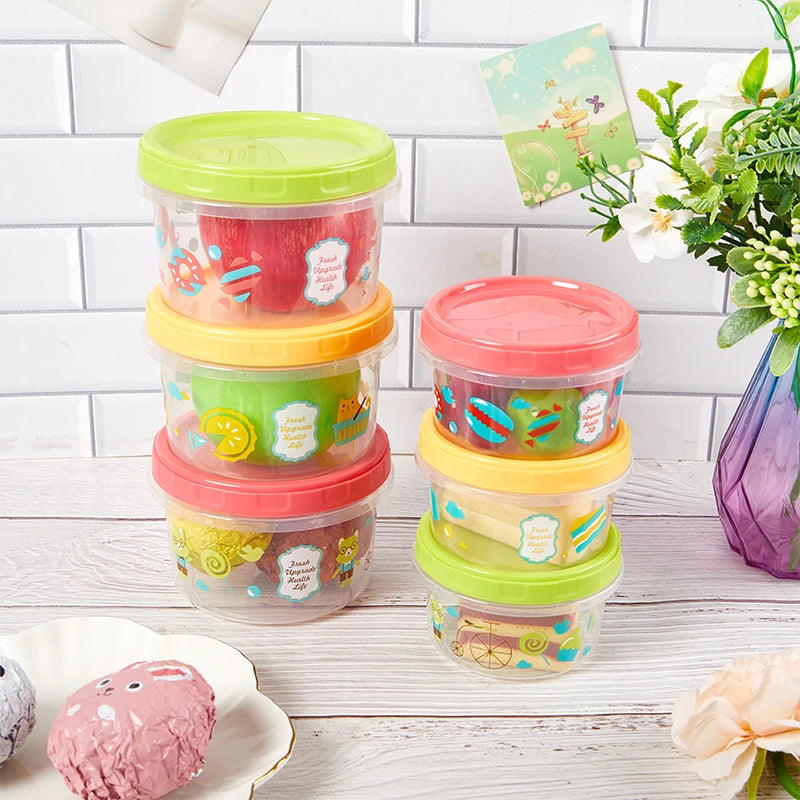 1Pcs 250/500ml Bento Box Children Plastic Cartoon Cute Lunch Box Outdoor Food Storage Container Kids Student Lunch Box Utensils