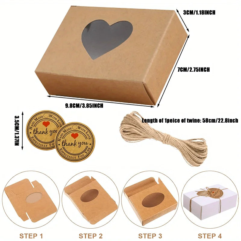 20set Soap Boxes with Thank You Gift Tags for Homemade Soap,Small Kraft Soap Box with 20pcs Gift Tag and 20pcs Jute Rope