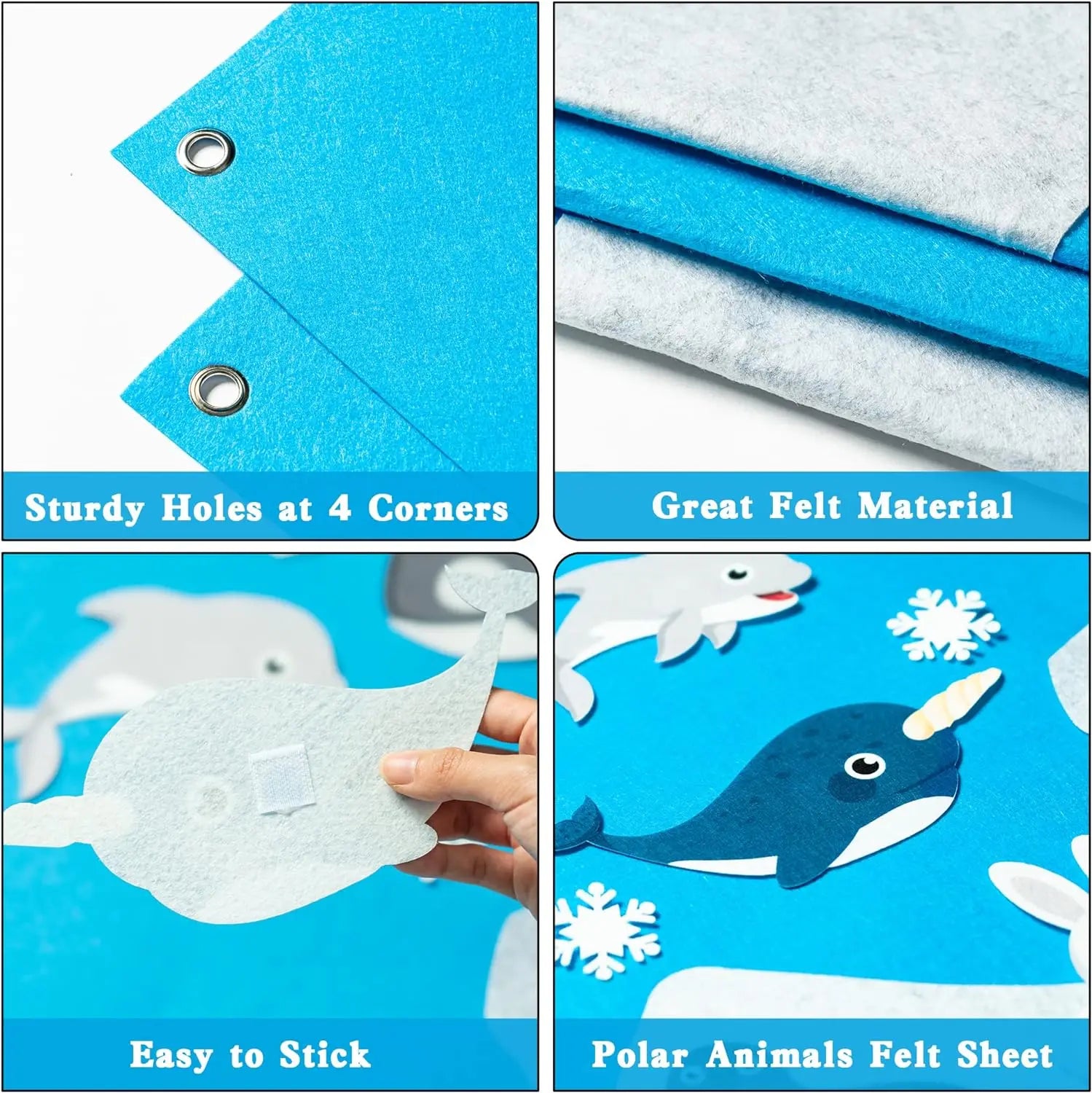 Farm Animals Felt Story Busy Board 4 IN 1 Themed Storytelling Farm Sea Zoo Vehicle Early Learning Interactive Wall Hanging Gifts