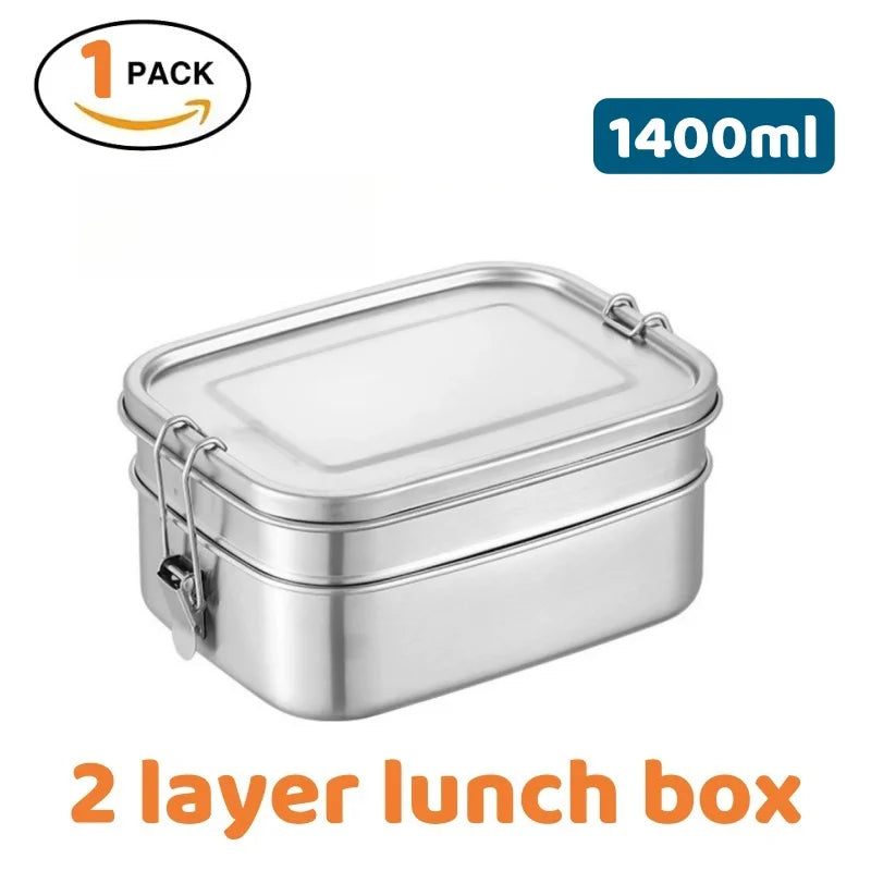 Bento Lunch Box adults, 304 Stainless Steel airtight lunchbox Food taper Meal Prep Containers,Packed lunch Bento Box BPA-free