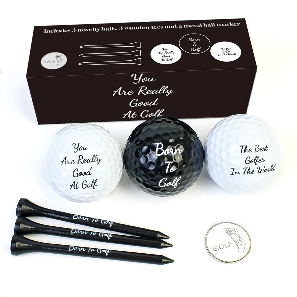 Funny Golf Gifts Set for Men Novelty Golf Gift Included 3 Golf Balls + 3 Golf Tees + 1 Ball Marker Perfect Golfer Gift
