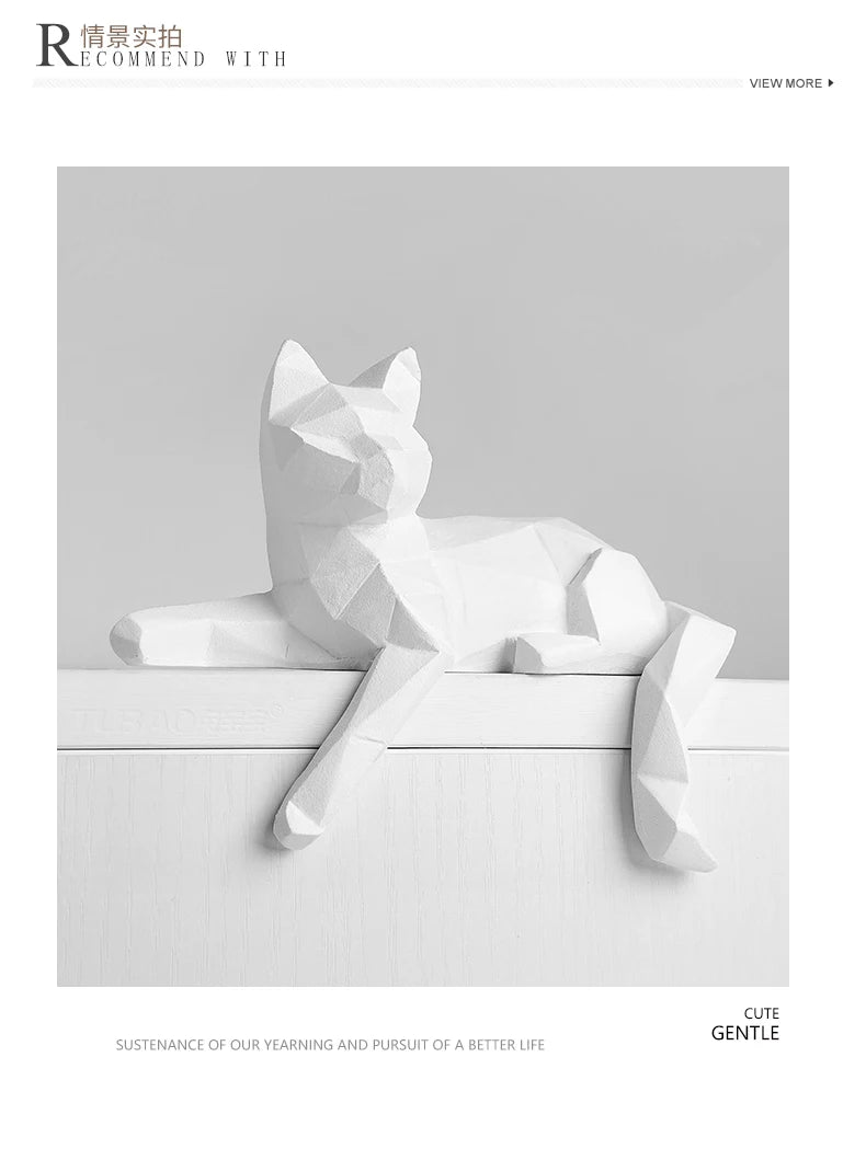 1 Set of Cat Sculptures, Geometric Faceted Animal Sculptures, Resin Crafts, Living Room Home Design Creative Ornaments, Lazy Cat Statue Ornaments