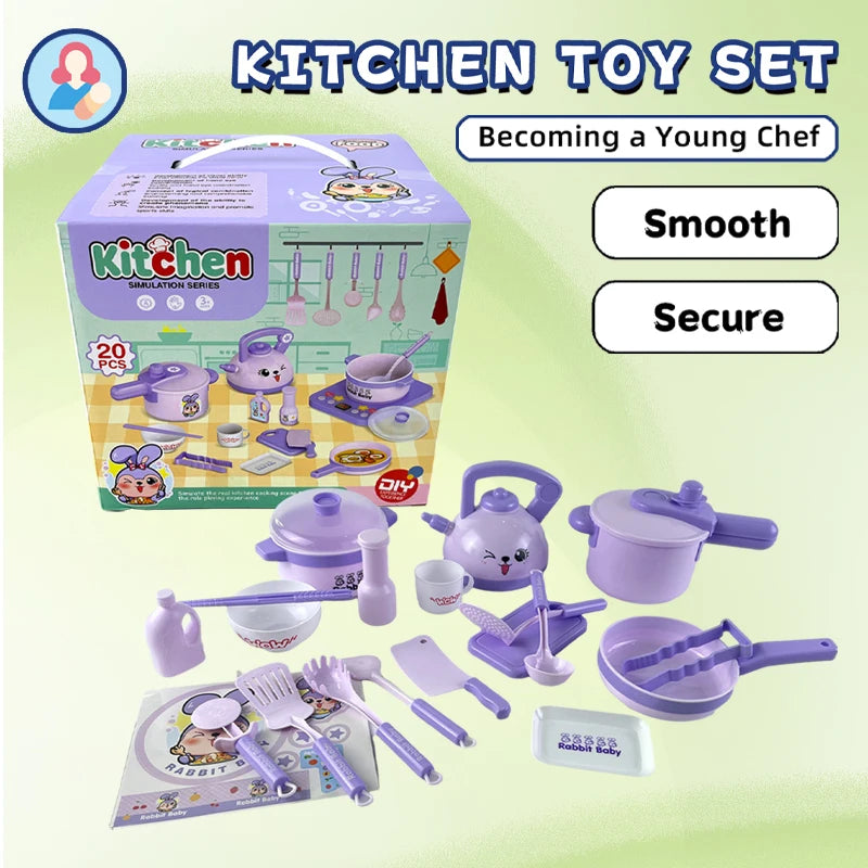 Kids Kitchen Play Set for 3+ – Includes Pots, Pans, Kettle, Utensils, Spice Jars, Dishes & More – Fun Cooking Toy for Imaginativ