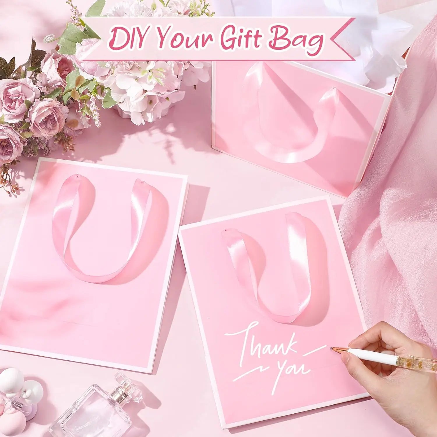 6/12 gift bags with handles, gold foil welcome gift bags, birthday, Christmas, wedding baby and bridesmaid gift bags