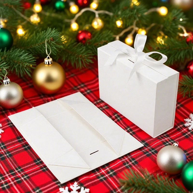 1 Set 23cm Luxury Ribbon Gift Box with Lafite Grass Bronzing Envelope Greeting Card Storage Party Wedding Souvenir Packaging ZYF