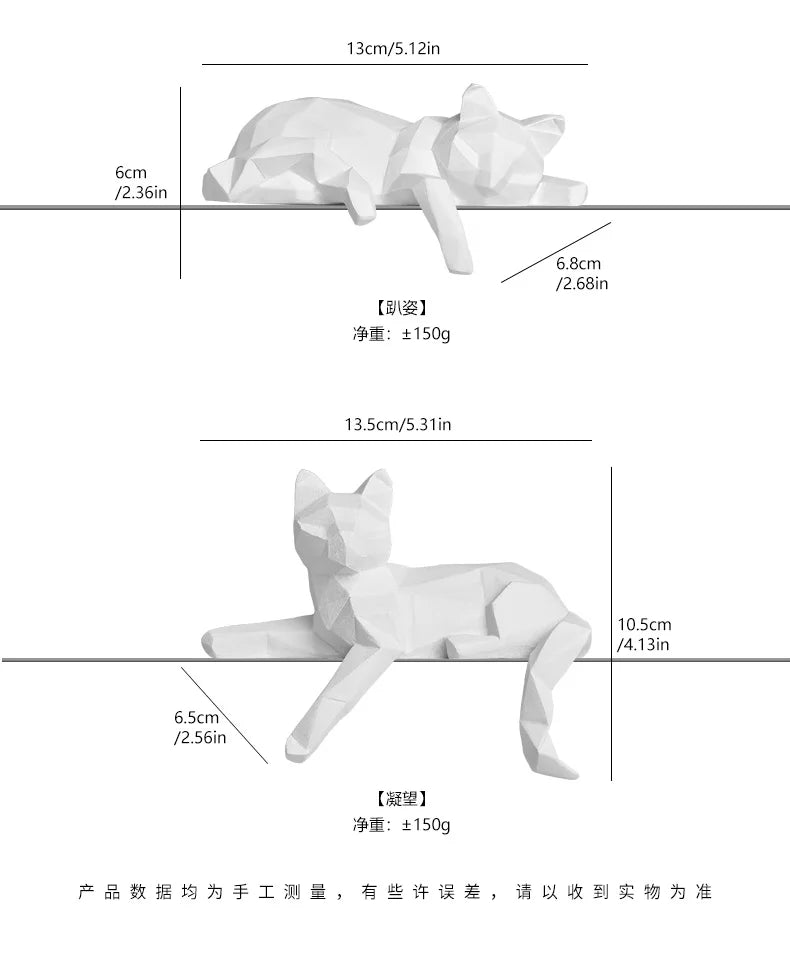 1 Set of Cat Sculptures, Geometric Faceted Animal Sculptures, Resin Crafts, Living Room Home Design Creative Ornaments, Lazy Cat Statue Ornaments