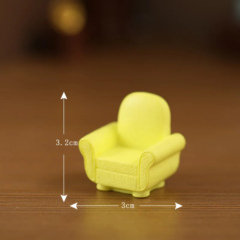 Daily Life Of Cat Statue Figurine Animal Model Cute Cat Small Sofa Furniture Decor for Room Birthday Toy for Kid Home Decoration