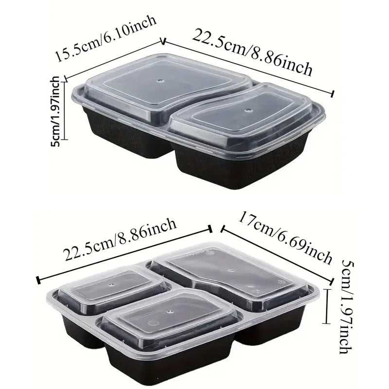 10PCS Lunch Boxes Compartments with Lids Disposable Bento Boxes Kitchen Storage Bento Fruit Takeaway Food Containers