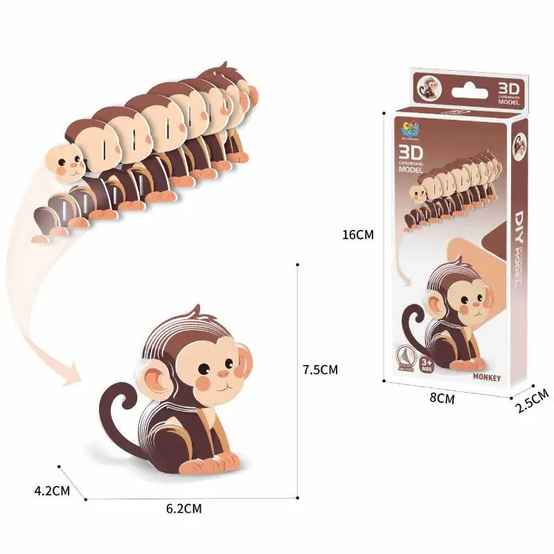 1 Set Kids Educational Montessori Toys Funny DIY Manual Assembly Three-dimensional Model Animal 3D Paper Puzzle Toy