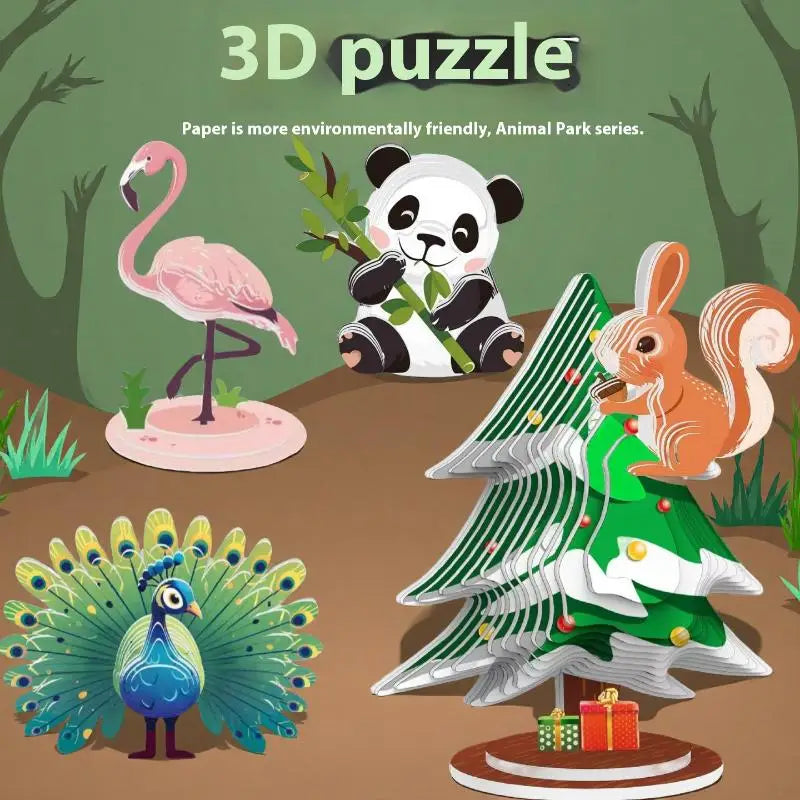 1 Set Kids Educational Montessori Toys Funny DIY Manual Assembly Three-dimensional Model Animal 3D Paper Puzzle Toy