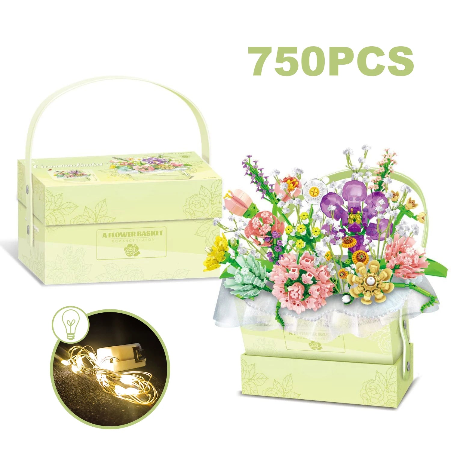 Flower Gift Box Building Blocks Diy Bouquetr Basket Flower Immortal Rose Assembly Bricks Home Decor Romantic Gift for Grils