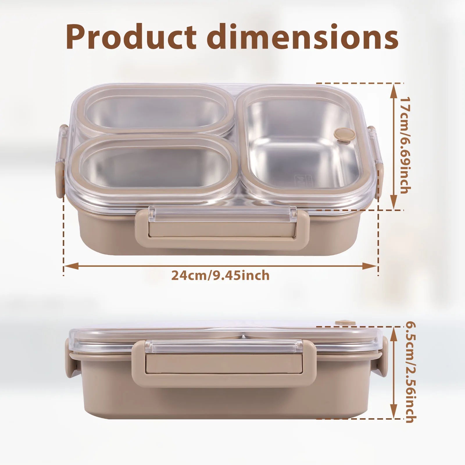 Bento Lunch Box Metal Food Box Kid Student High Capacity Microwae Food Storage Containers Portable Leakproof Office School Camp