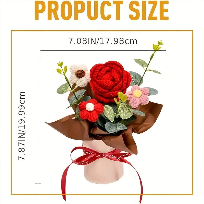 1set Vintage Knitting Handmade Artificial Floral Party Birthday Mother's Day Valentine's Day Weddings Graduation Gift