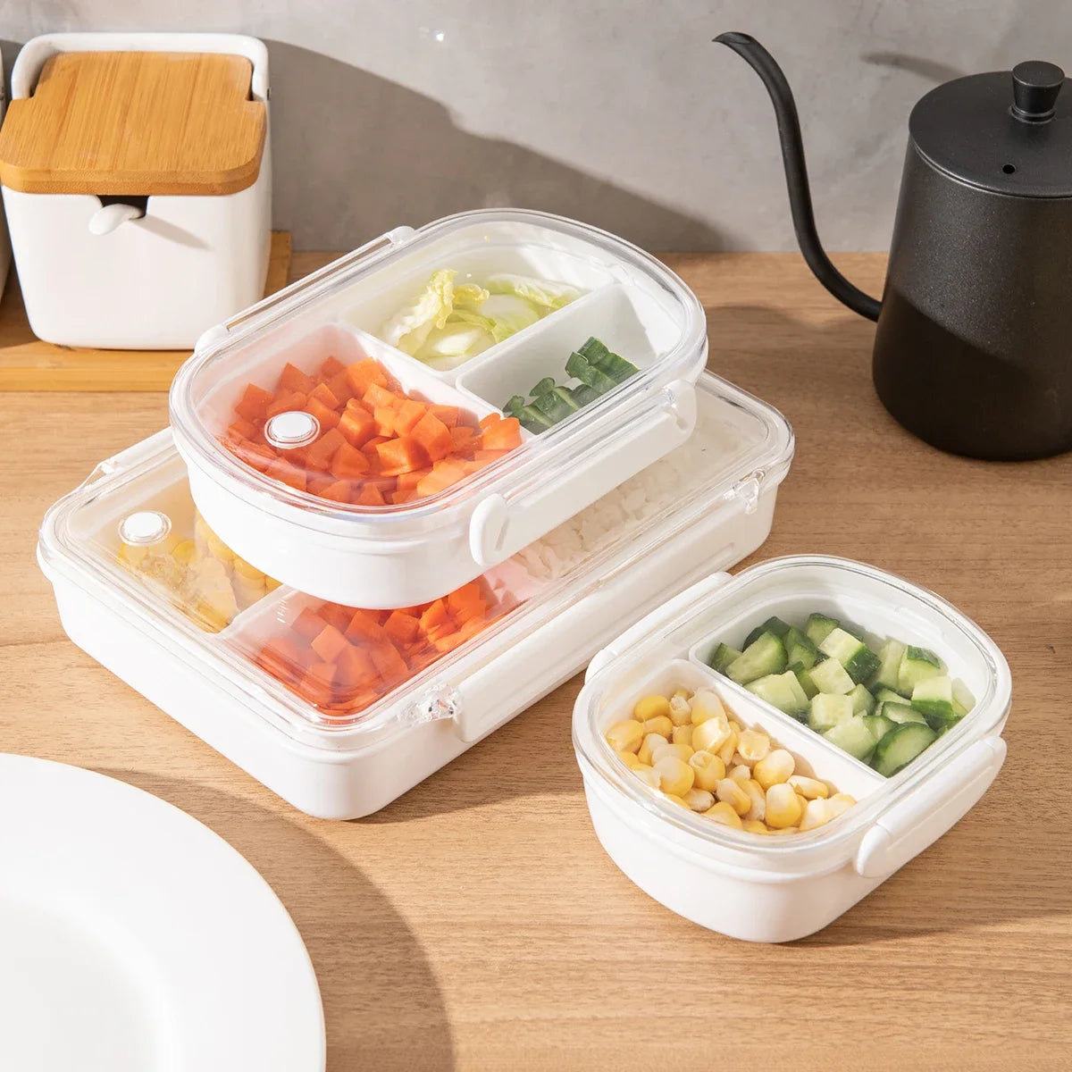 1pc-Bento Box Lunch Box, Leak-Proof Portable Large Capacity Lunch Box, Microwave Safe Bento Box For Work School Camping