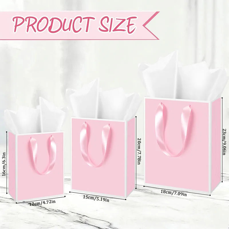 6/12 gift bags with handles, gold foil welcome gift bags, birthday, Christmas, wedding baby and bridesmaid gift bags