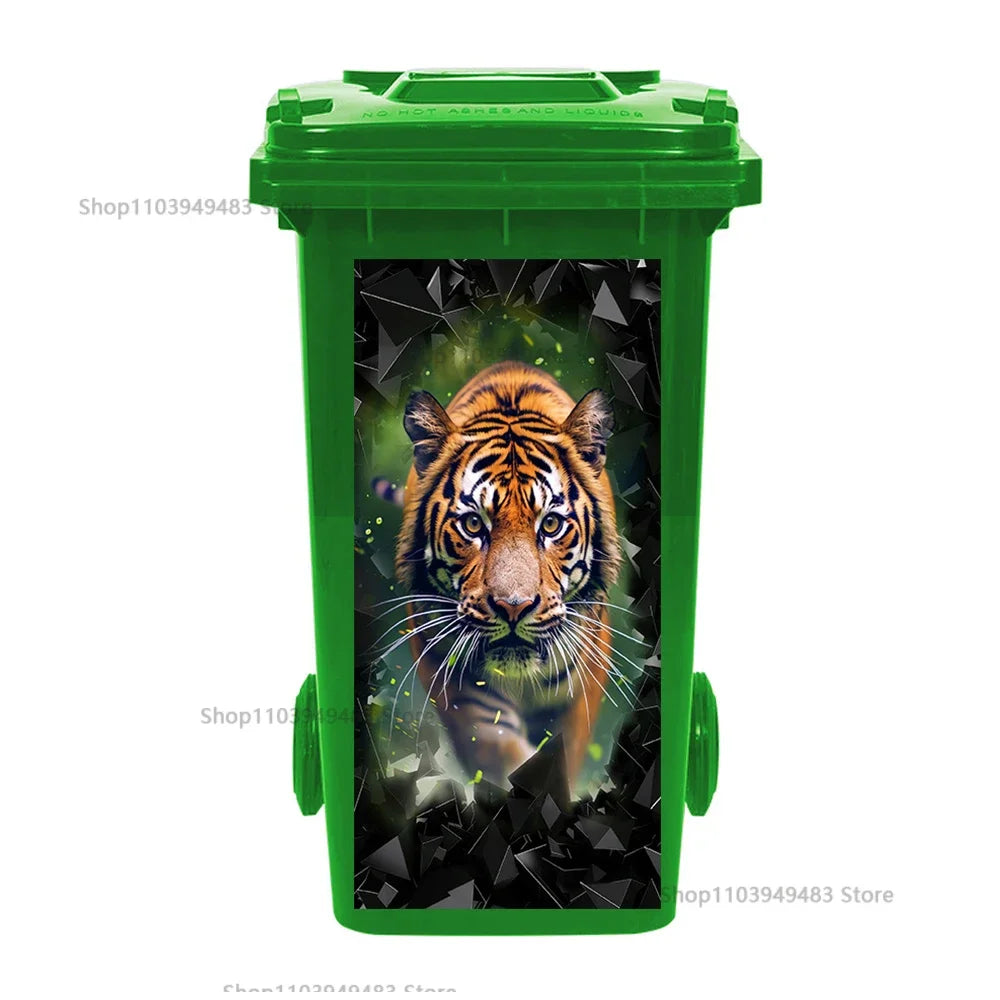 Cute Animal Outdoor Trash Can Decoration Self-adhesive Waterproof Stickers Litter Bins Renovation Cover Decal Garbage Bin Mural