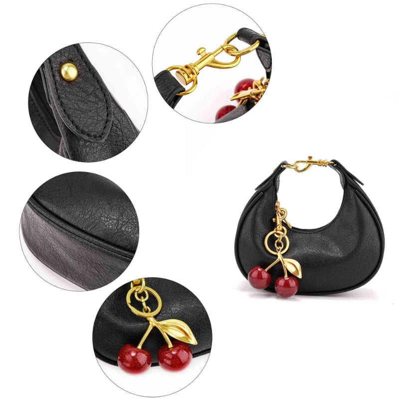 Brand Fashion Shoulder Bag, Ladies Luxury Designer Handbag, Delicate Zippered Casual Versatile Underarm Bag, With Cherry Pendant