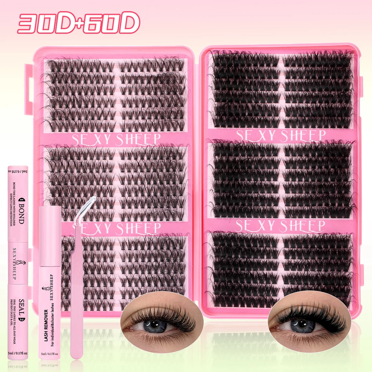 Lash Clusters Natural Manga Lash Extension Individuals Cluster Lashes 8-16mm DIY at home With Bond And Seal Remover Tweezer