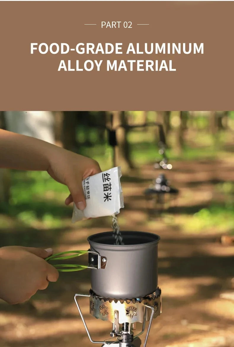 Outdoor camping cooking set kitchen supplies hard aluminum alloy material cookware set hiking and picnic equipment