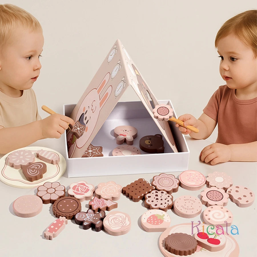 Animal Feeding Game Wooden With Cute Food Pieces Rabbit Bear Role-Play Toy Fine Motor Skill Educational Gift For Kids Christmas