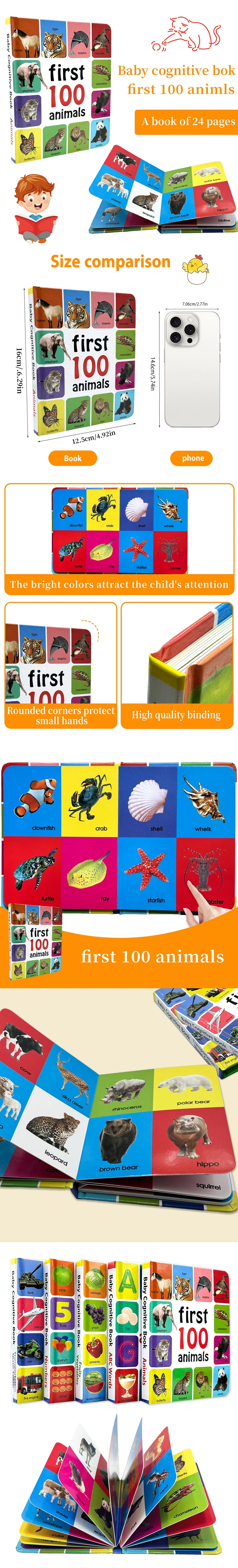 1-100 Animal Species Book Libros Manga Anime Coloring Books Preschool Learning Improves Children's Identification Skills