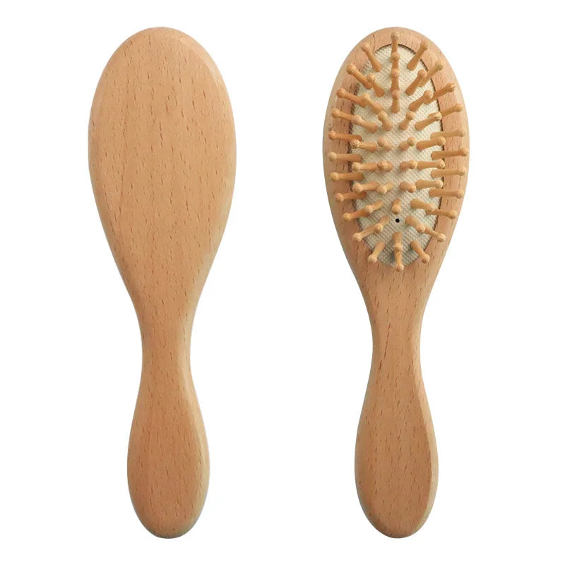 Baby Hairbrush Newborn Wooden Comb Natural Wool Brush Infant Head Massager Bath Brush Kids Comb Birth/Baptism Baby Shower Gift