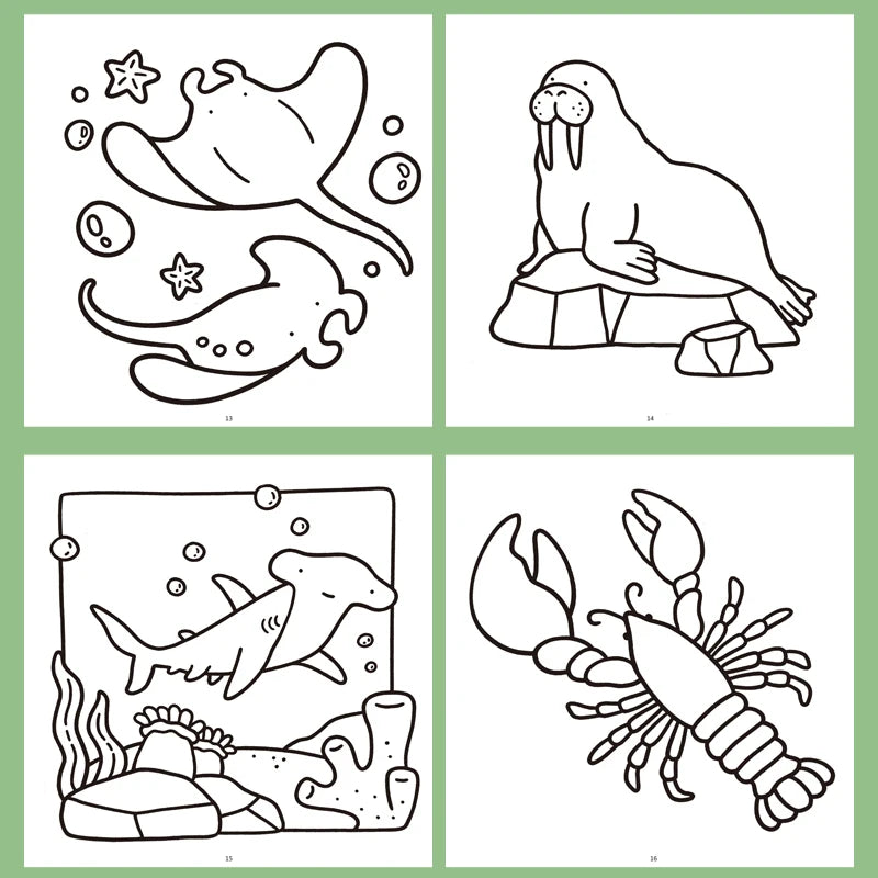 1 Book, 24-page Fun Coloring Book, Animal World, Girl's Time, Ocean Animal Theme, Children and Adult Drawing Picture Book