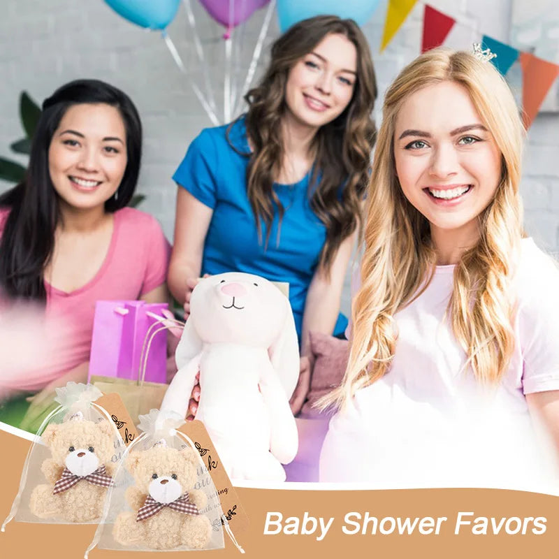 10-30Sets Bear Gift with Organza Bag Thank You Card for Baby Shower Wedding Decoration Supplies Kids Birthday Party Guest Gift