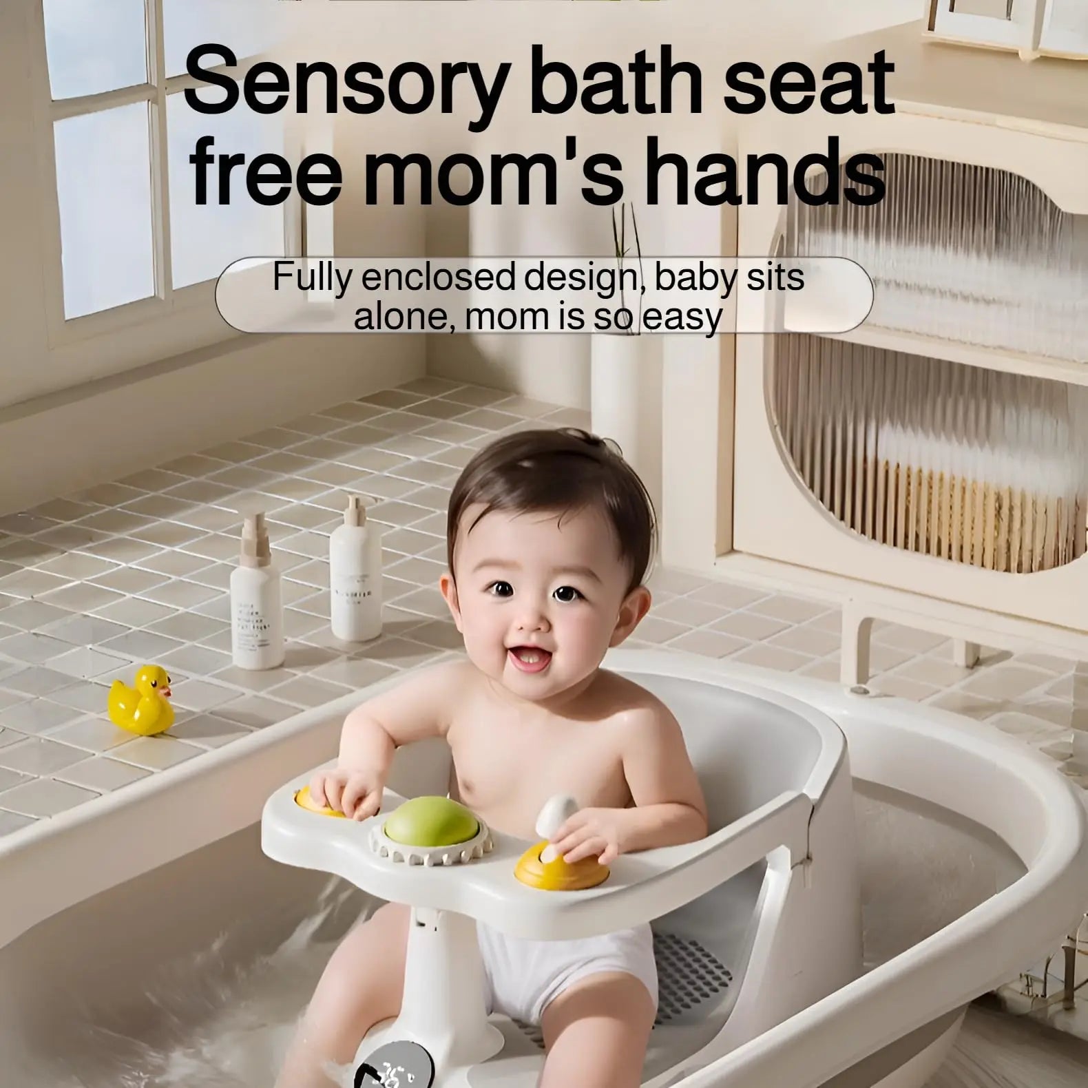 Baby Bath Seat for Babies 6 Months & Up - Bathtub Seats for Babies Sitting Up with Rinse Cup, Non-Slip, Comfortable, Infant Bath