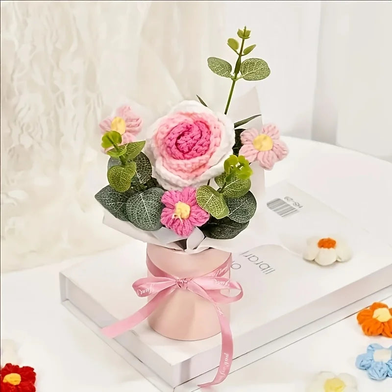 1set Vintage Knitting Handmade Artificial Floral Party Birthday Mother's Day Valentine's Day Weddings Graduation Gift