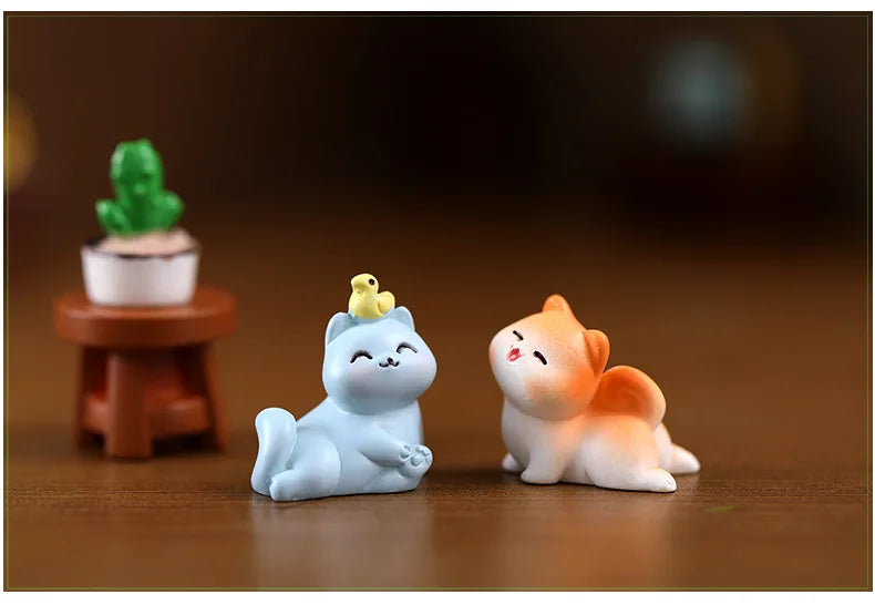 Daily Life Of Cat Statue Figurine Animal Model Cute Cat Small Sofa Furniture Decor for Room Birthday Toy for Kid Home Decoration